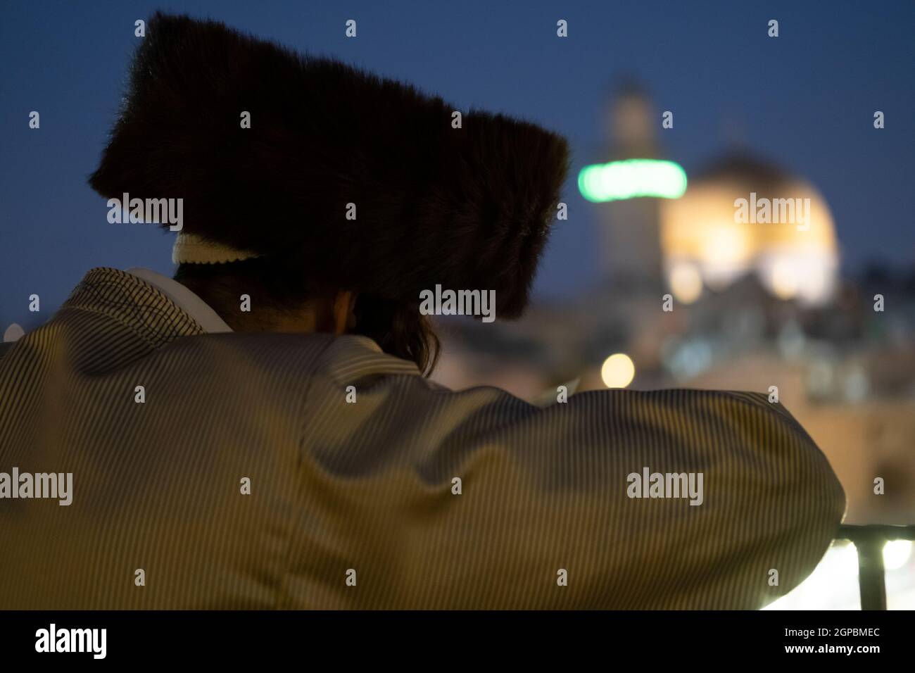 A Hasidic Jew wearing a shtreimel a fur hat worn by many married Haredi