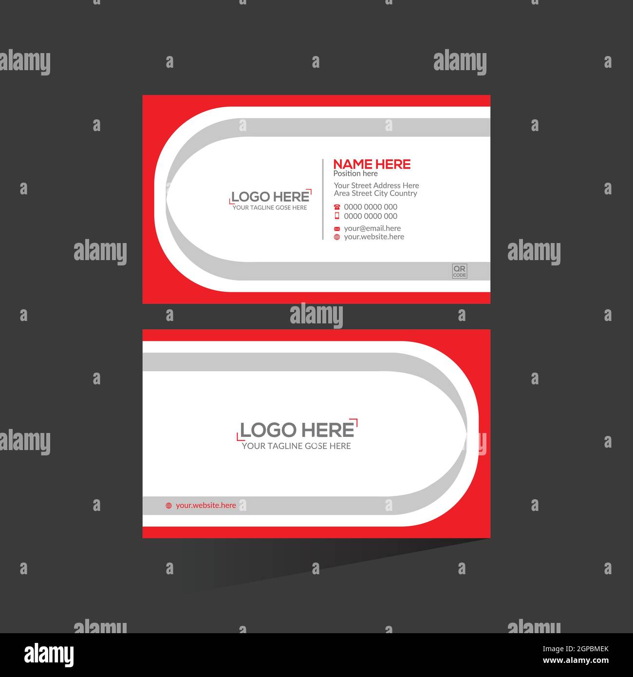 red colored stylish business card Stock Vector