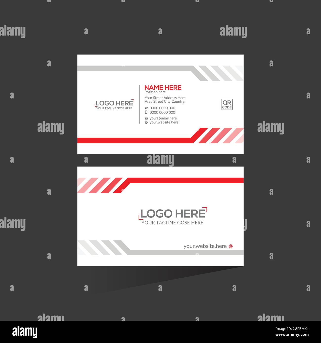 red colored stylish business card Stock Vector