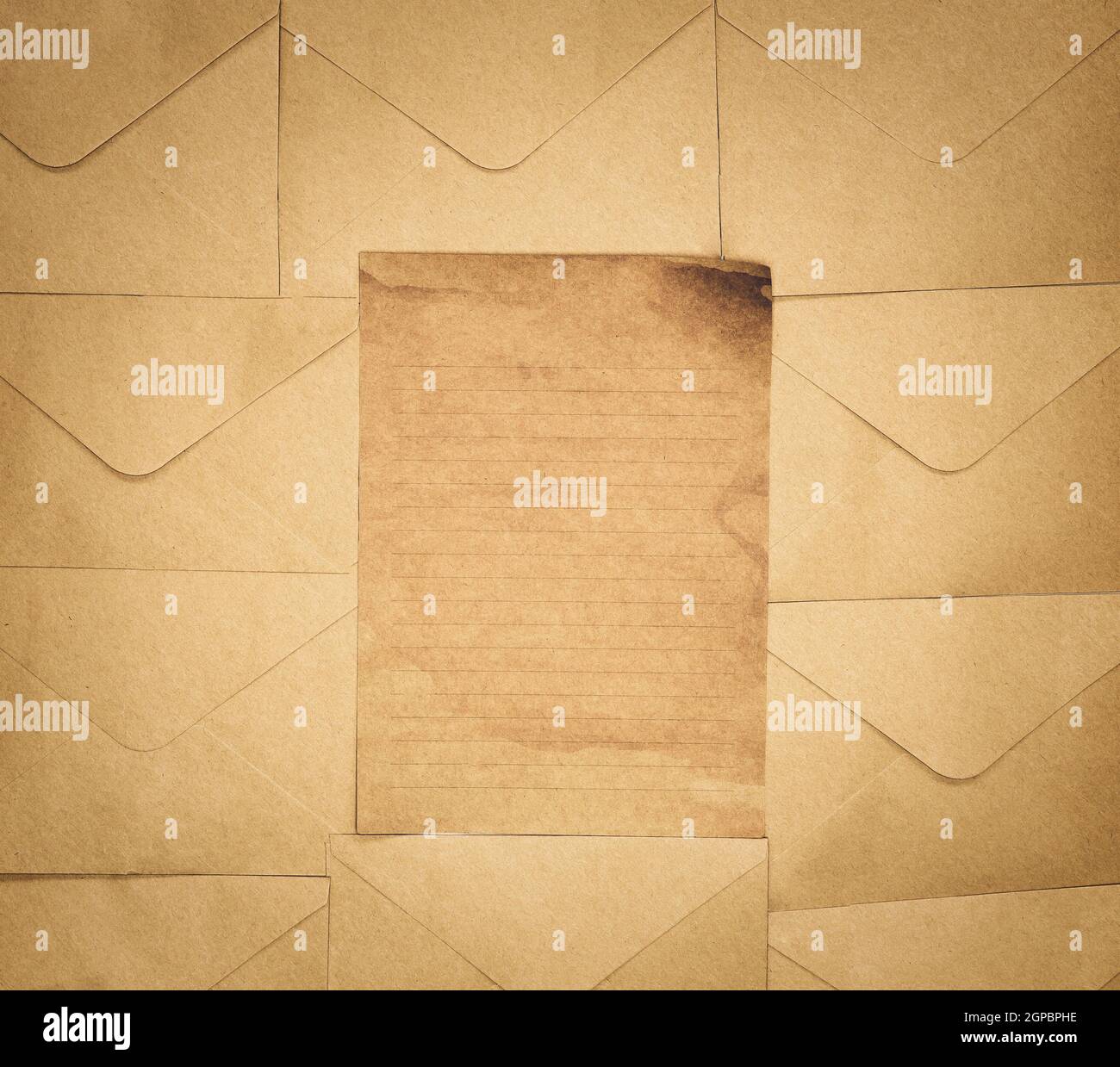 Vintage old brown envelope and paper background texture top view, Flat ...