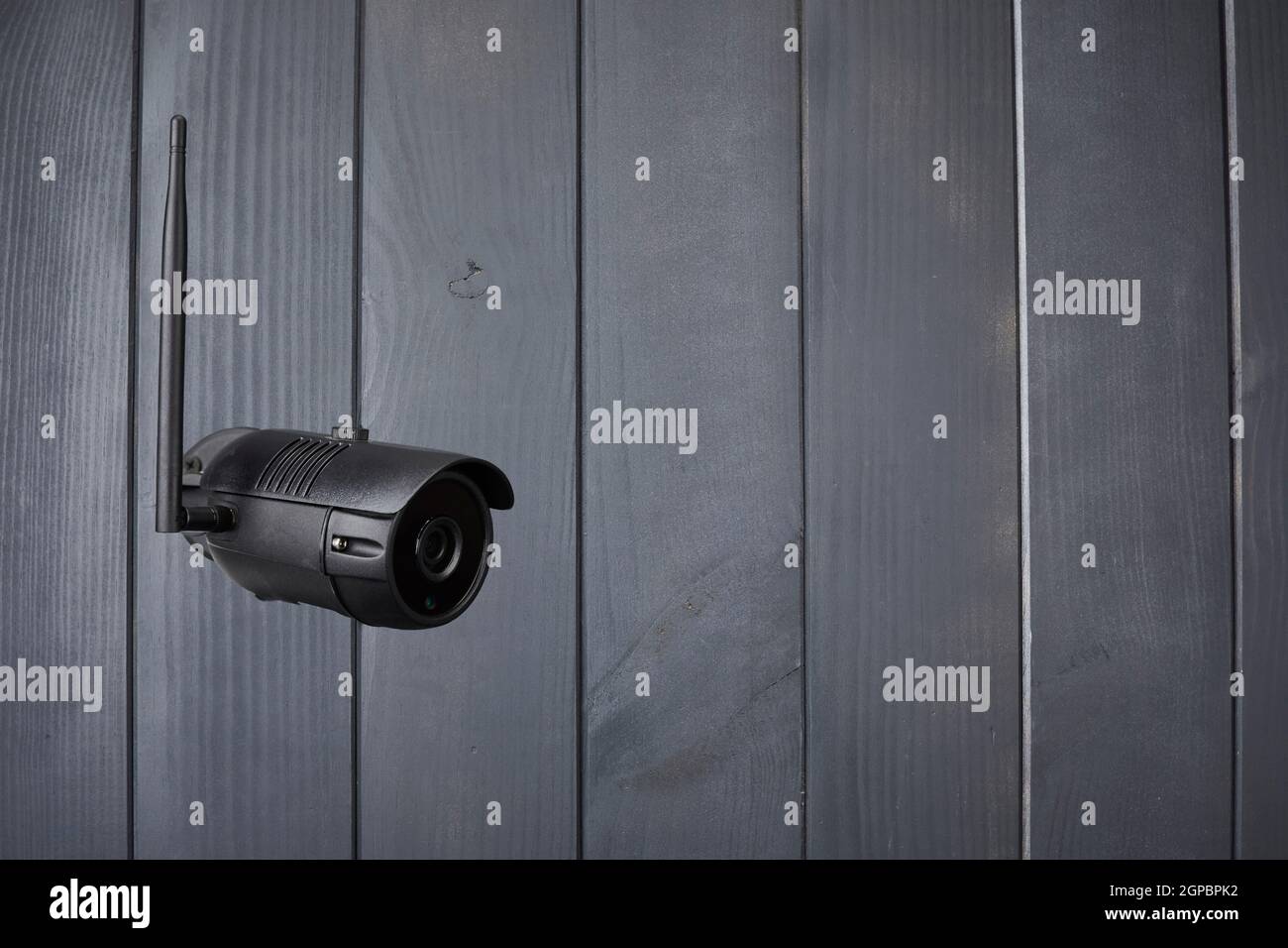 Video surveillance system using wifi security camera with night vision installed on a wall Stock Photo
