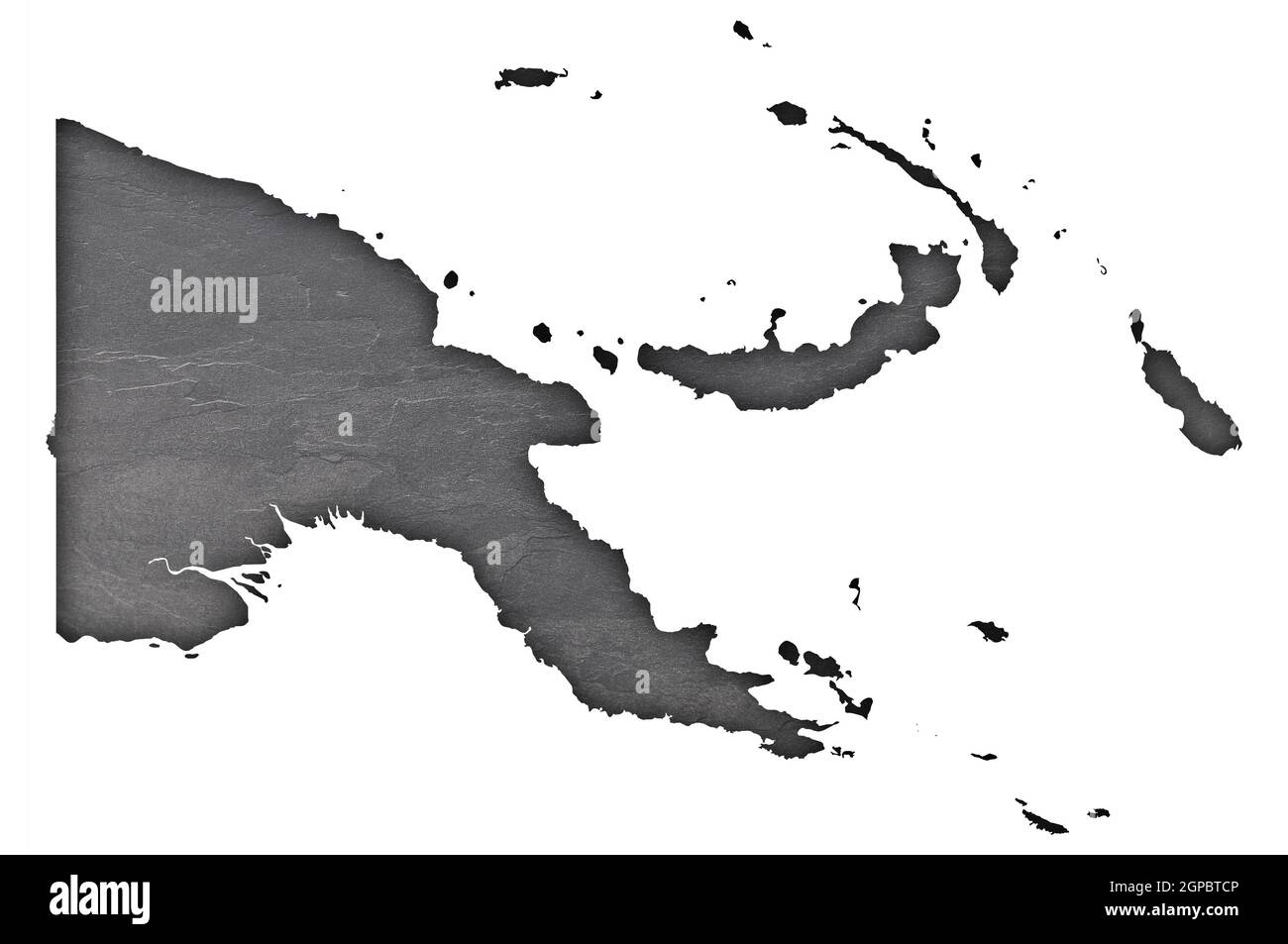 Map of Papua New Guinea on dark slate Stock Photo