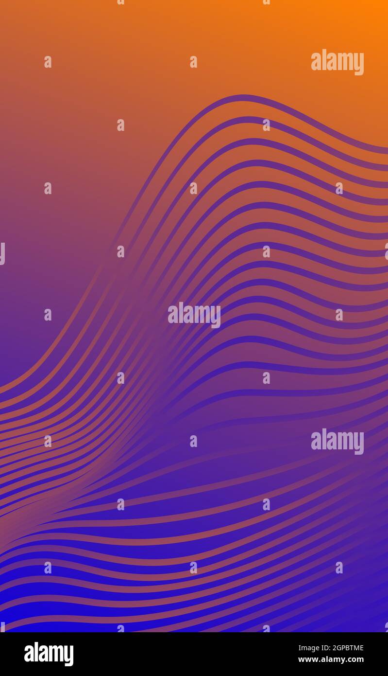 Purpleorange abstract background with wavy lines Vector illustration