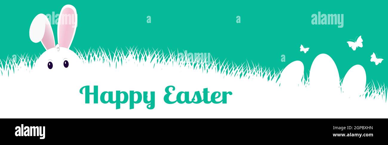 Easter bunny sitting in dense grass - Vector illustration Stock Photo ...