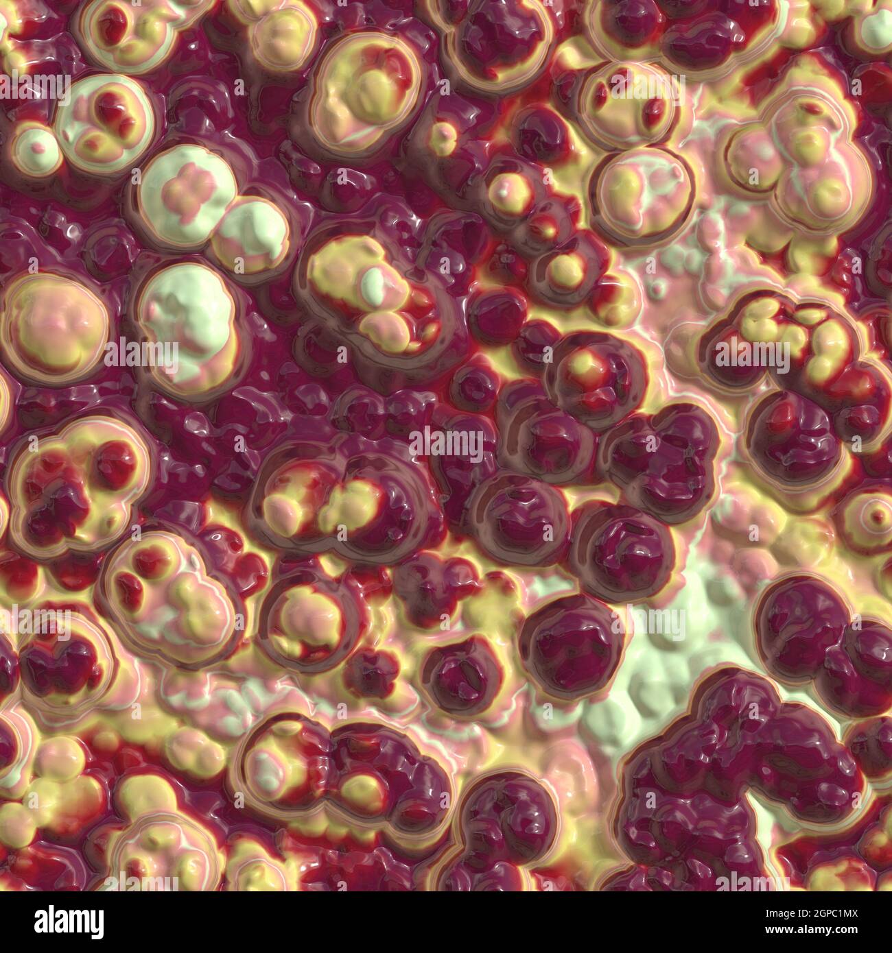 Yeasty cheesy puss filled bloody pimples popped 3D illustration seamless texture Stock Photo