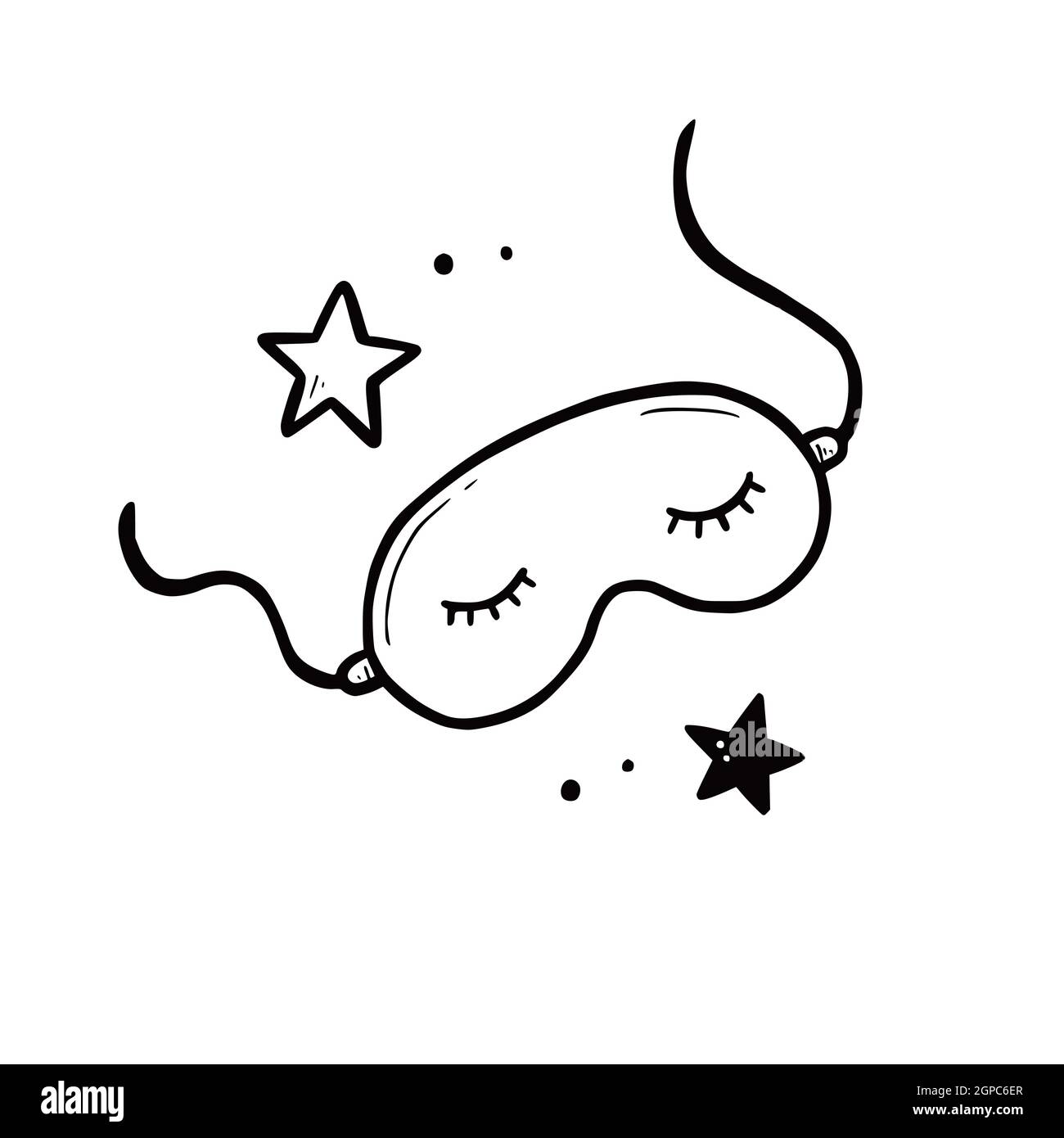 Sleep Mask With Eyes. Design Element With Outline. Doodle, Hand-drawn.  Black White Vector Illustration. Isolated On A White Background. Royalty  Free SVG, Cliparts, Vectors, And Stock Illustration. Image 171627539.