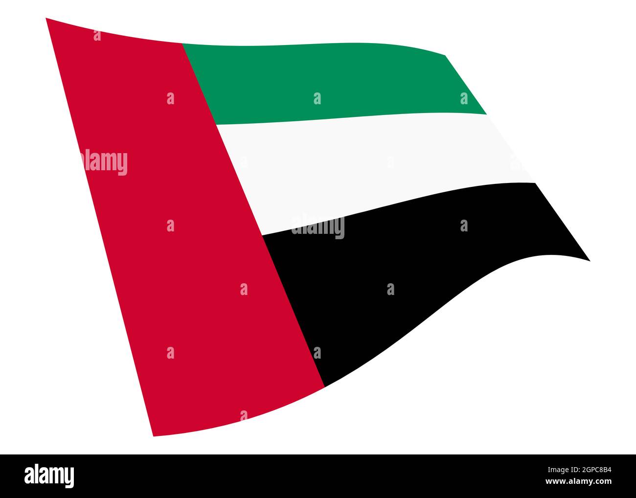 A United Arab Emirates waving flag graphic isolated on white with ...