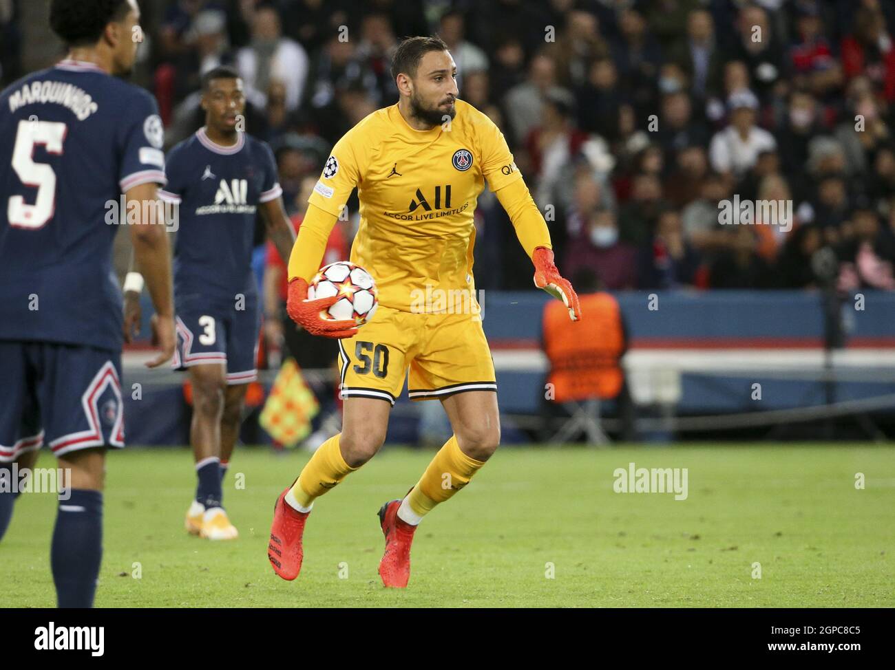 Paris, France. 28th Sep, 2021. Goalkeeper of PSG Gianluigi Donnarumma  during the UEFA Champions League, Group A football match between Paris Saint -Germain and Manchester City on September 28, 2021 at Parc des