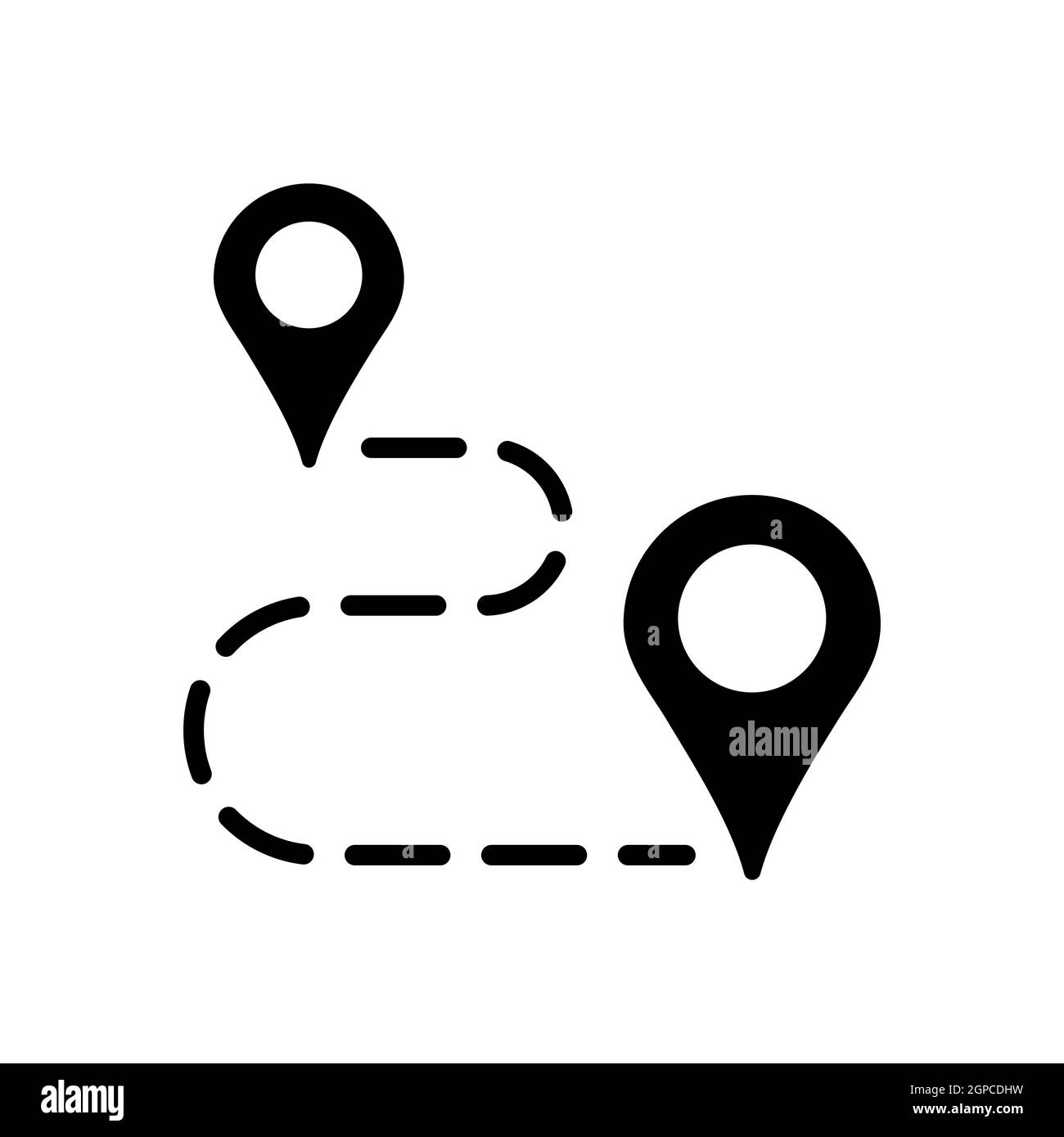 Route vector glyph icon. Navigation sign. Graph symbol for travel and tourism web site and apps design, logo, app, UI Stock Photo