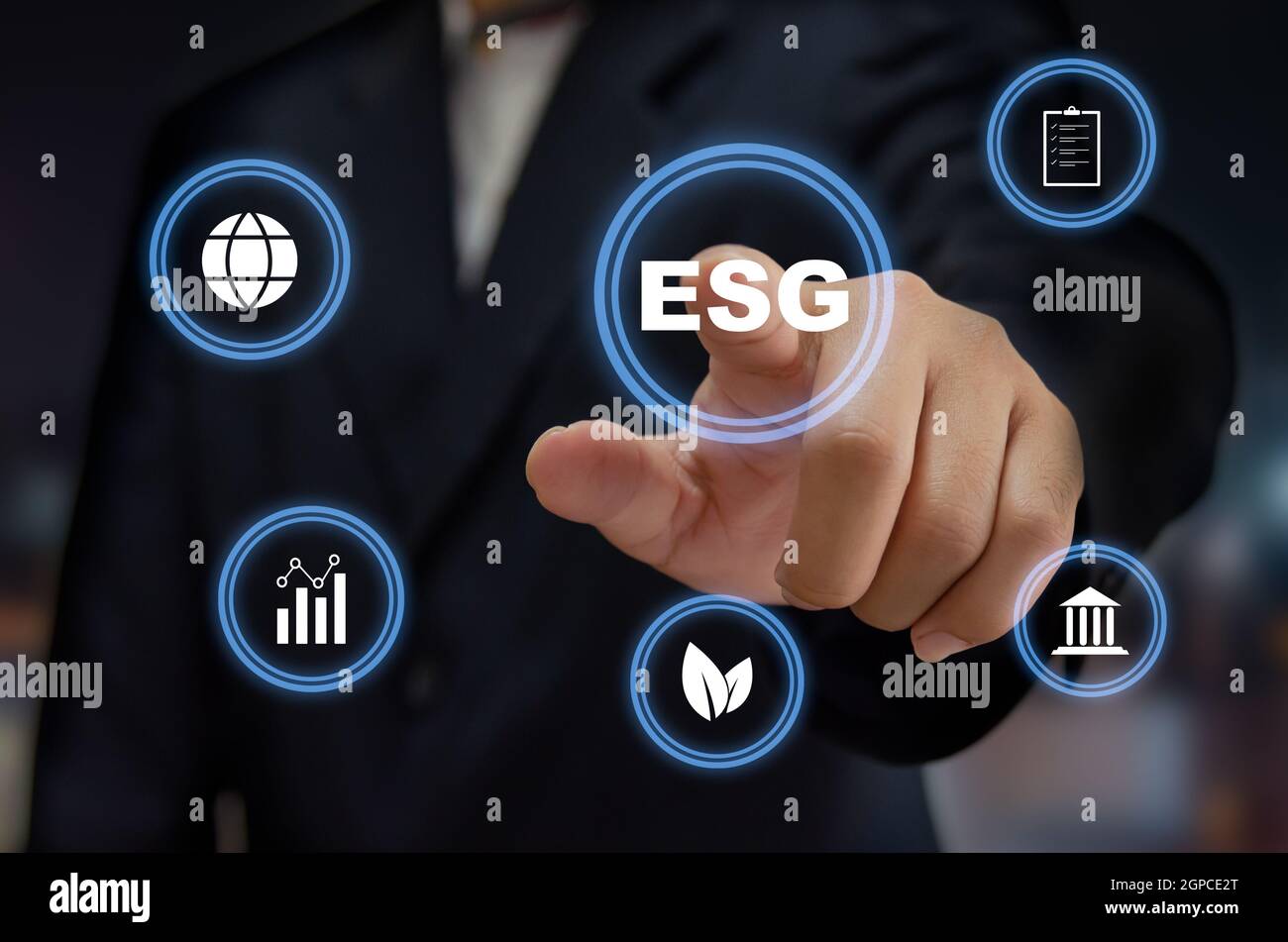ESG environmental social governance investing. Business concept of