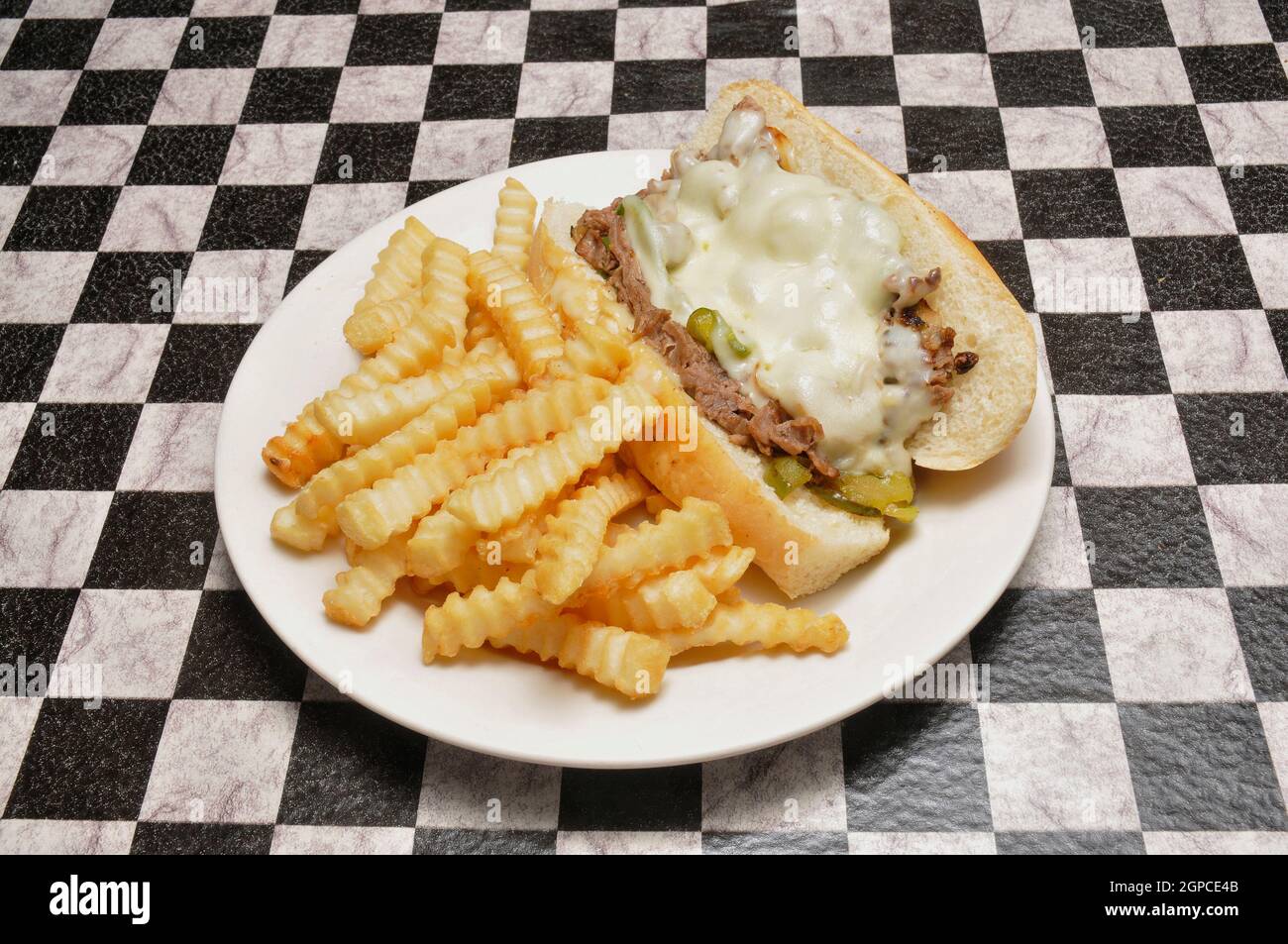 Delicious American cuisine known as the Philly Cheesesteak Stock Photo