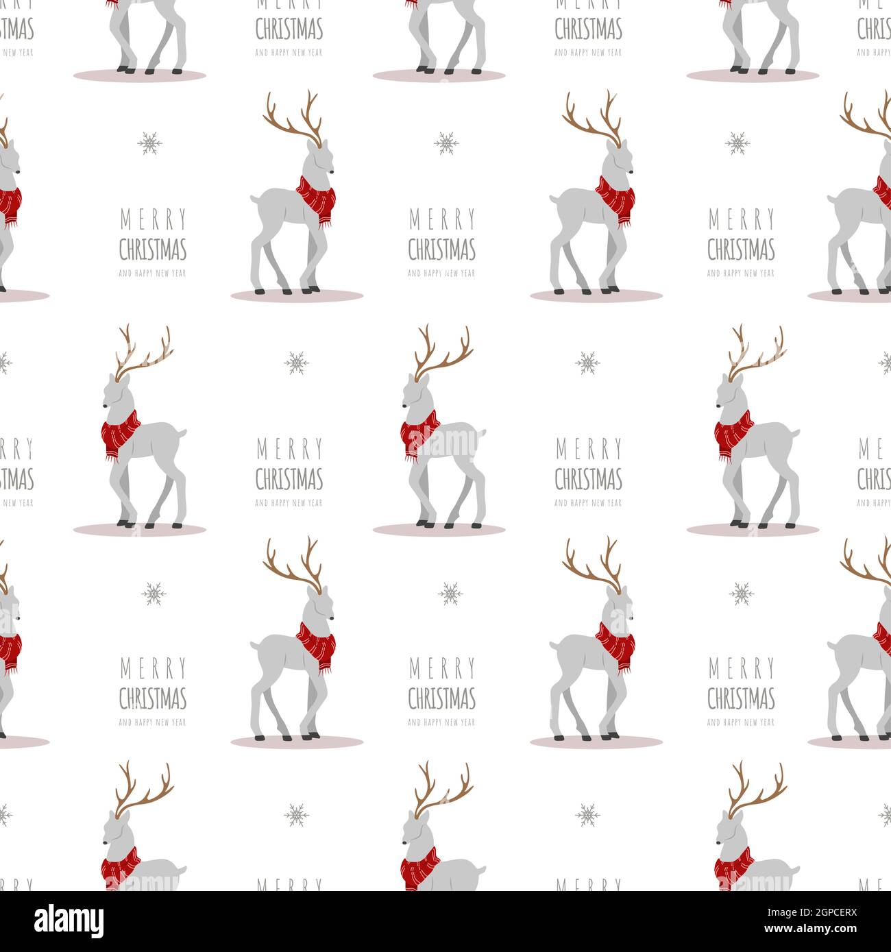Christmas pattern with reindeers. Cute deers with antlers and scarves ...