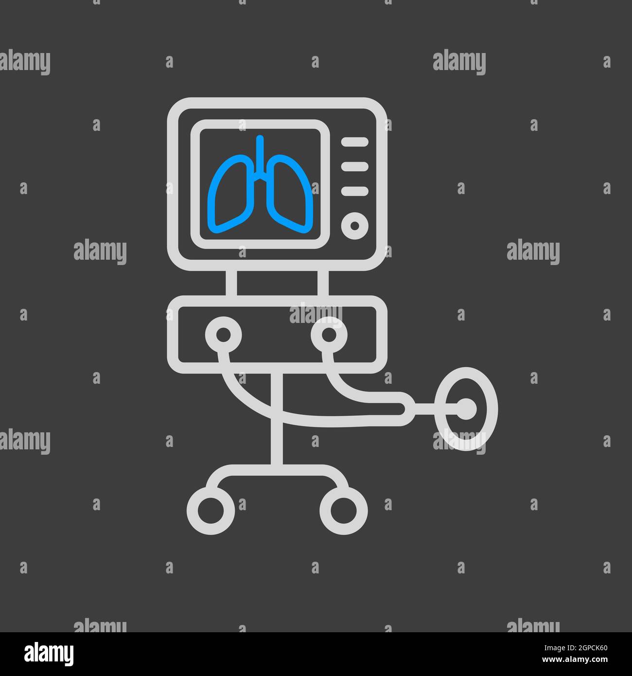 ICU ventilator vector icon, medical therapy for lungs ventilation. Intensive care for COVID-19. Medical sign. Coronavirus Stock Photo
