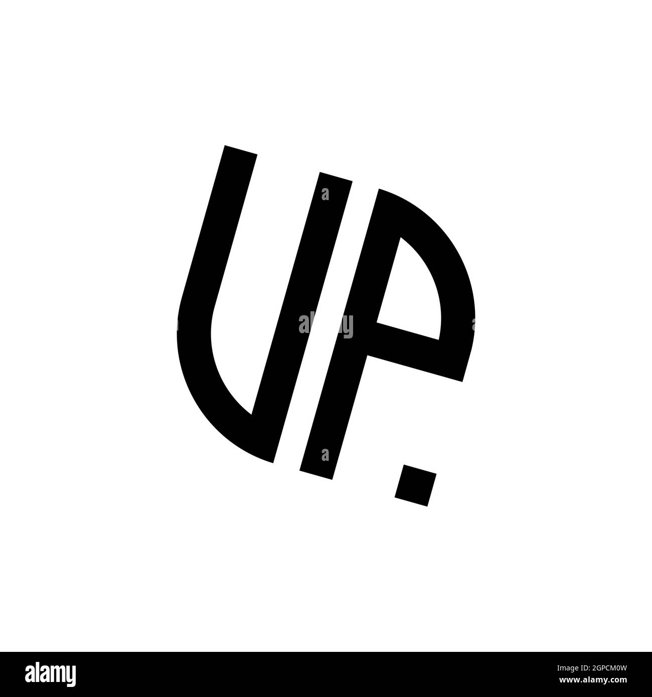 UP logo with geometric shape vector monogram design template isolated on white background Stock Vector