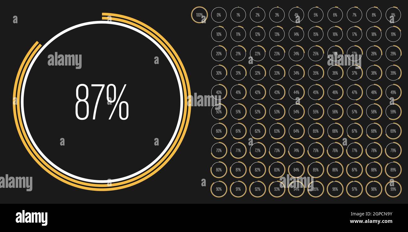 Set of circle percentage diagrams meters from 0 to 100 readytouse for