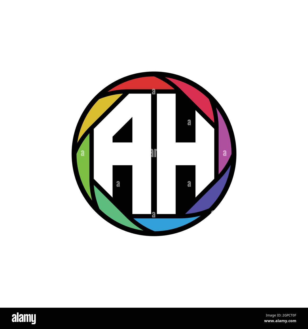 AH Monogram Logo Letter Geometric Polygonal lens rainbow, geometric ...
