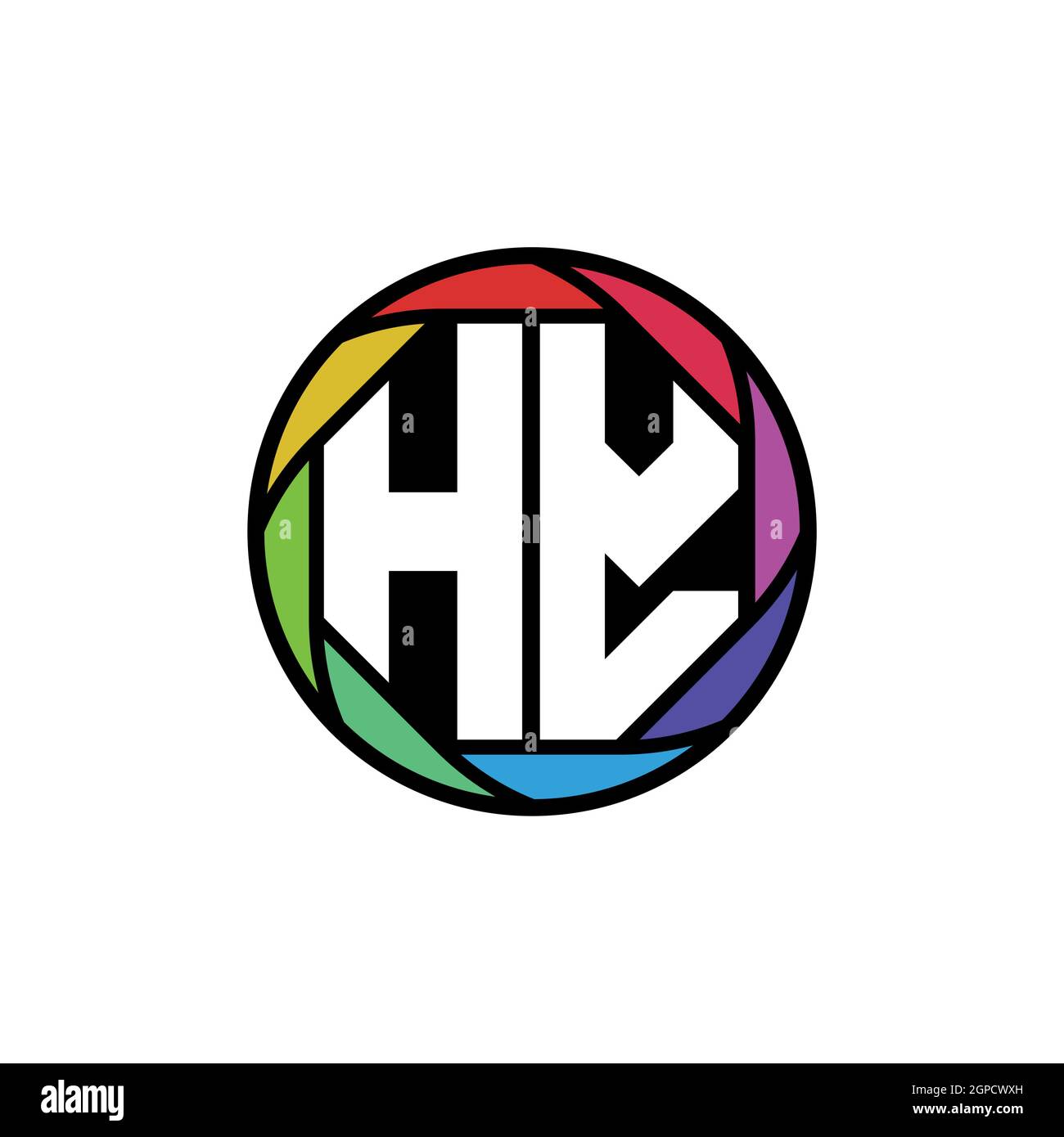 HY Monogram Logo Letter Geometric Polygonal lens rainbow, geometric circle rounded shape style Stock Vector