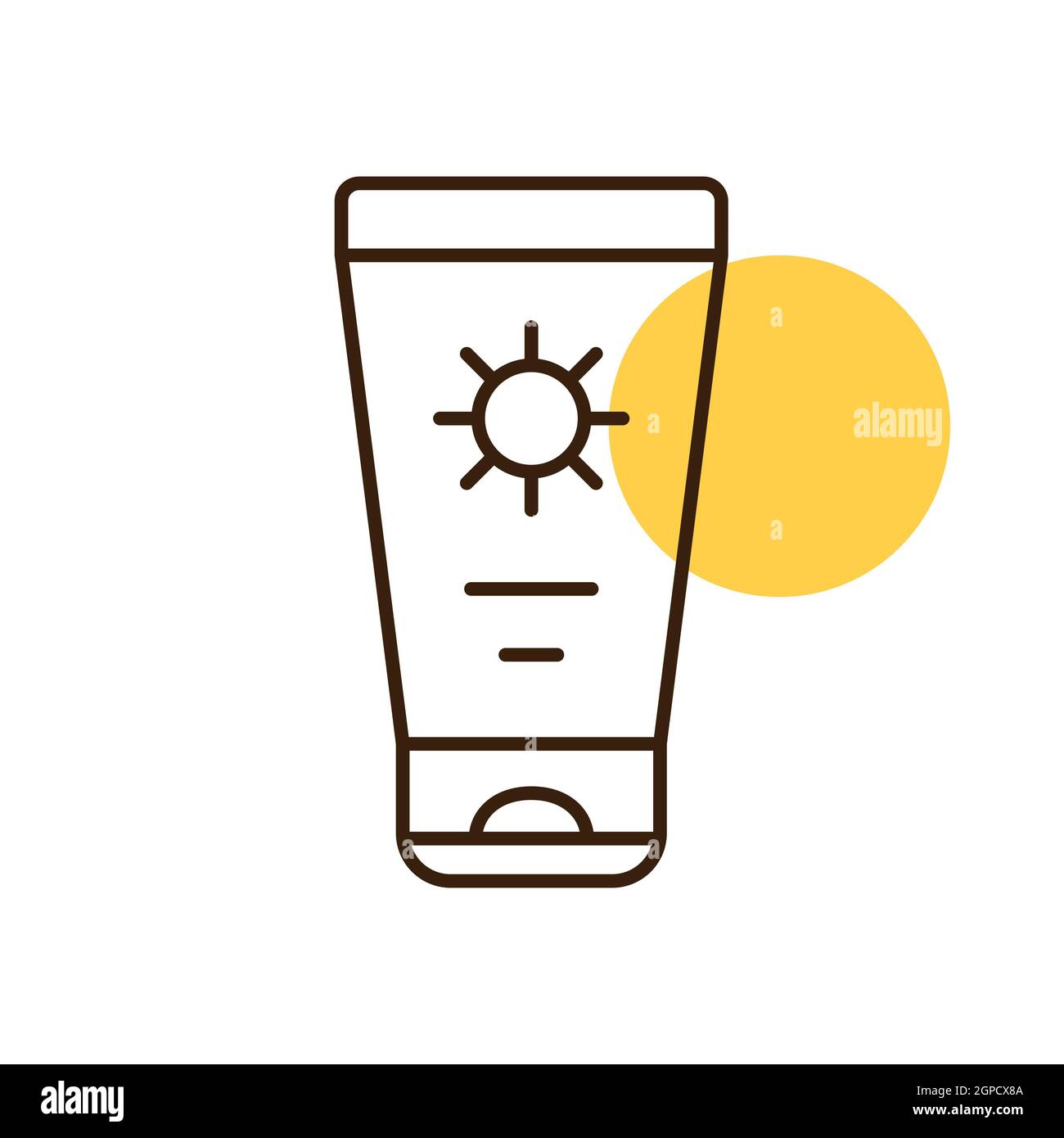 Sunscreen cream in tube flat vector icon. Summer sign. Graph symbol for travel and tourism web site and apps design, logo, app, UI Stock Photo