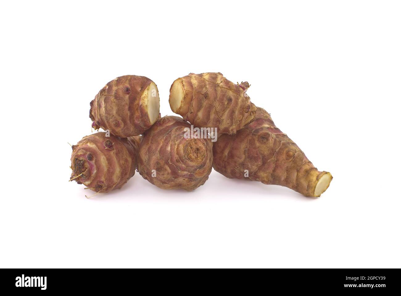 Jerusalem Artichoke (Sunchoke) isolated on white background Stock Photo