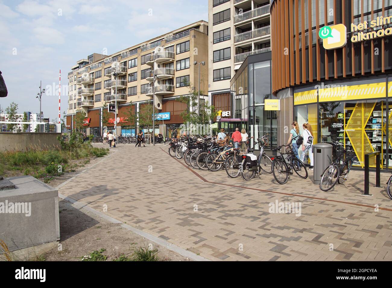 Shopping center of the Dutch city of Alkmaar. Shops Media Markt and  Decathlon with apartments above Alkmaar, Netherlands, September Stock Photo  - Alamy