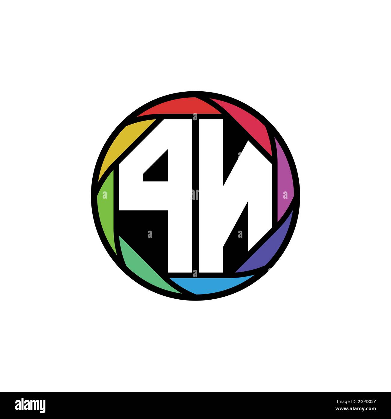 PN Monogram Logo Letter Geometric Polygonal lens rainbow, geometric circle rounded shape style Stock Vector