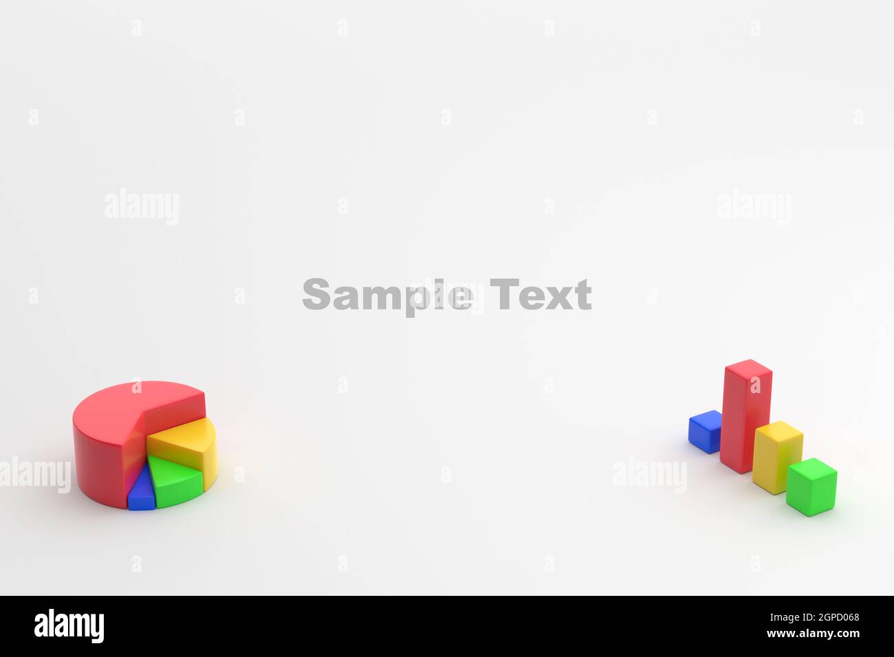 3D rendering pie chart and bar chart isolated on white background ...