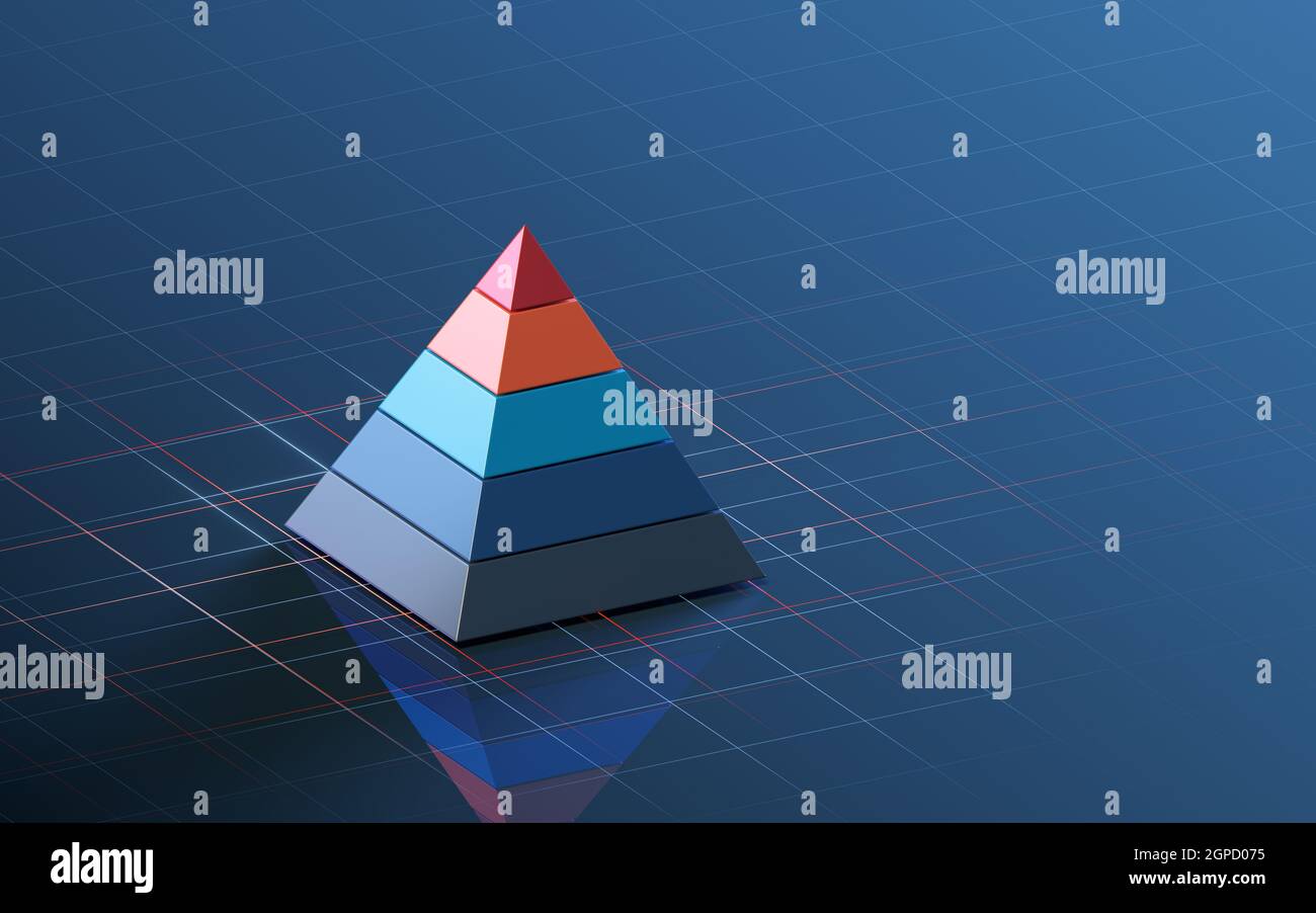 Pyramid graphics and data analysis, 3d rendering. Computer digital ...