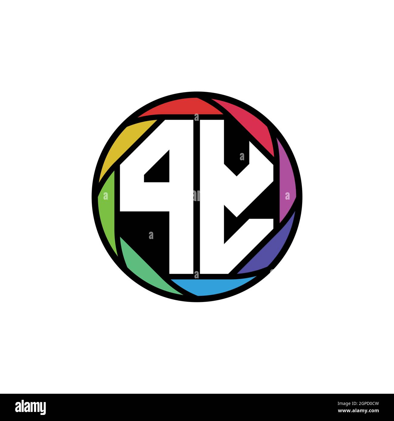 PY Monogram Logo Letter Geometric Polygonal lens rainbow, geometric circle rounded shape style Stock Vector