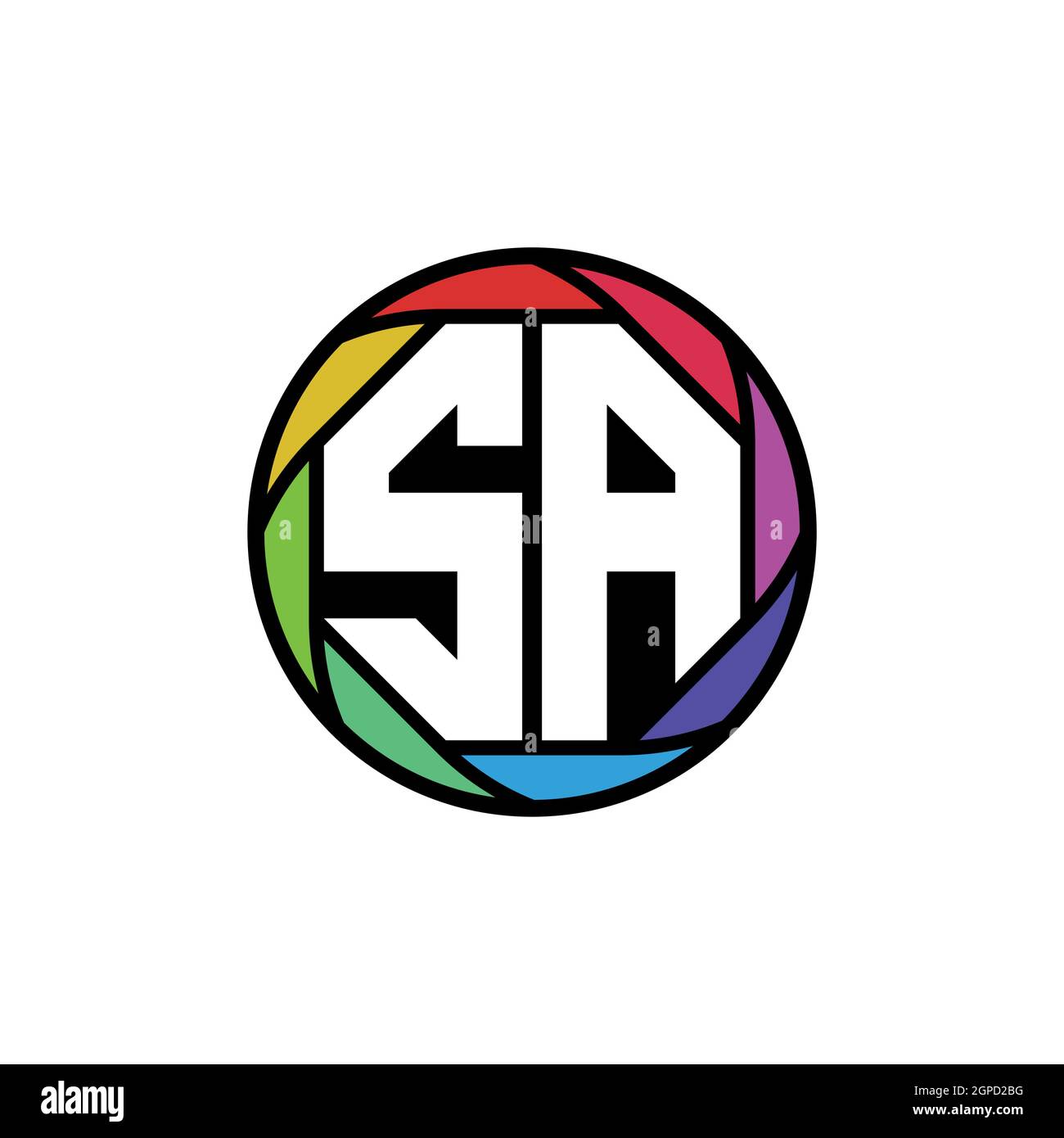 SA Monogram Logo Letter Geometric Polygonal lens rainbow, geometric