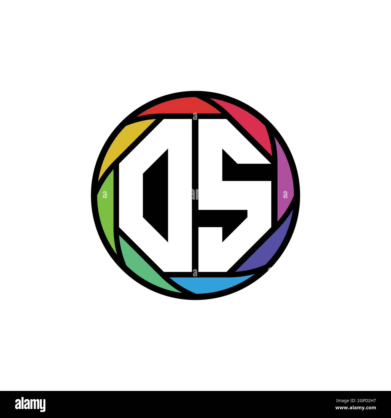 OS Monogram Logo Letter Geometric Polygonal lens rainbow, geometric circle rounded shape style Stock Vector