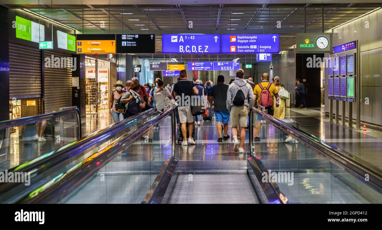 26 September 2021 Hessen Frankfurt Main People Walk To Their Gate In 