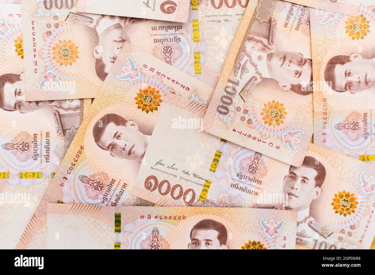 Thai Money Stacked, Top View Stock Photo - Alamy