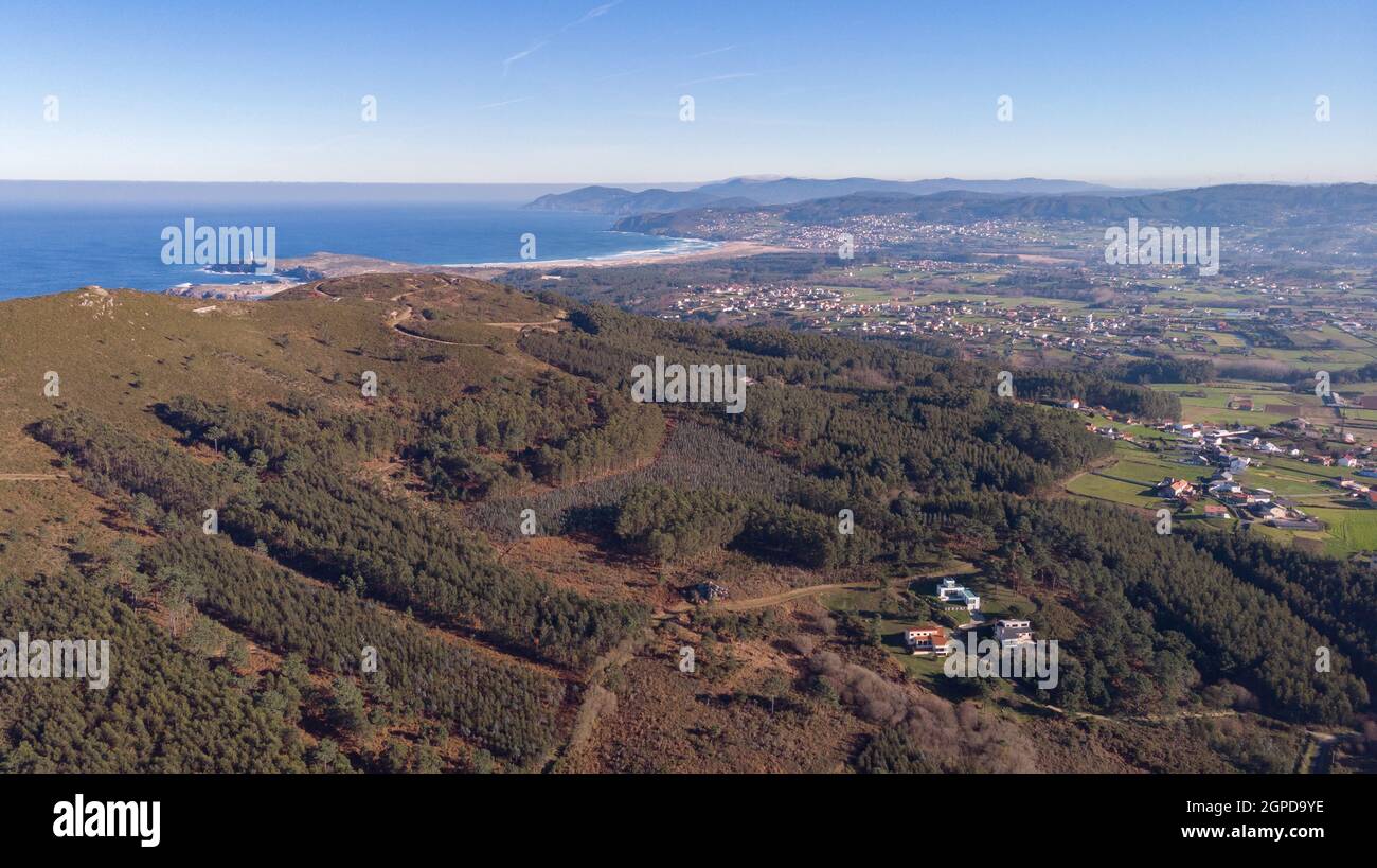 Aerial view of a little village in Galicia at northwest of Spain Stock Photo
