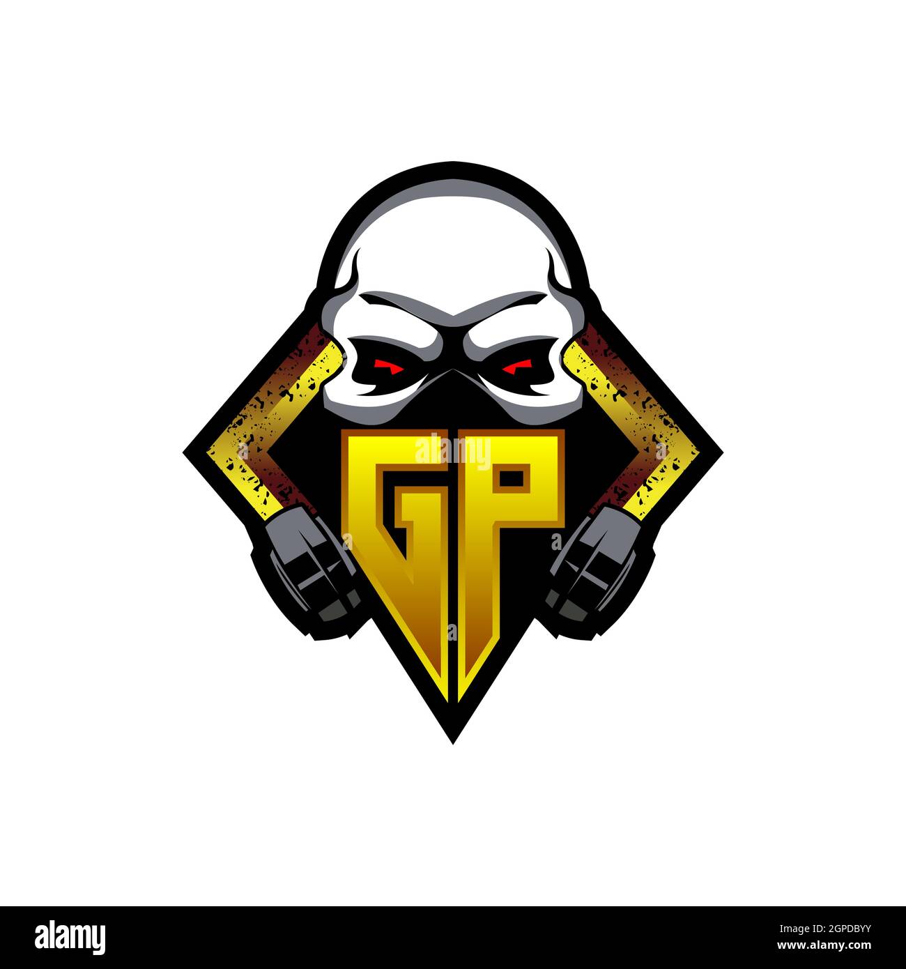 GP Logo monogram with Skull Shape designs template vector icon modern Stock Vector