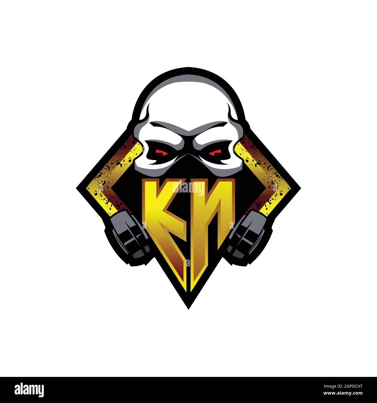 KN Logo monogram with Skull Shape designs template vector icon modern Stock Vector