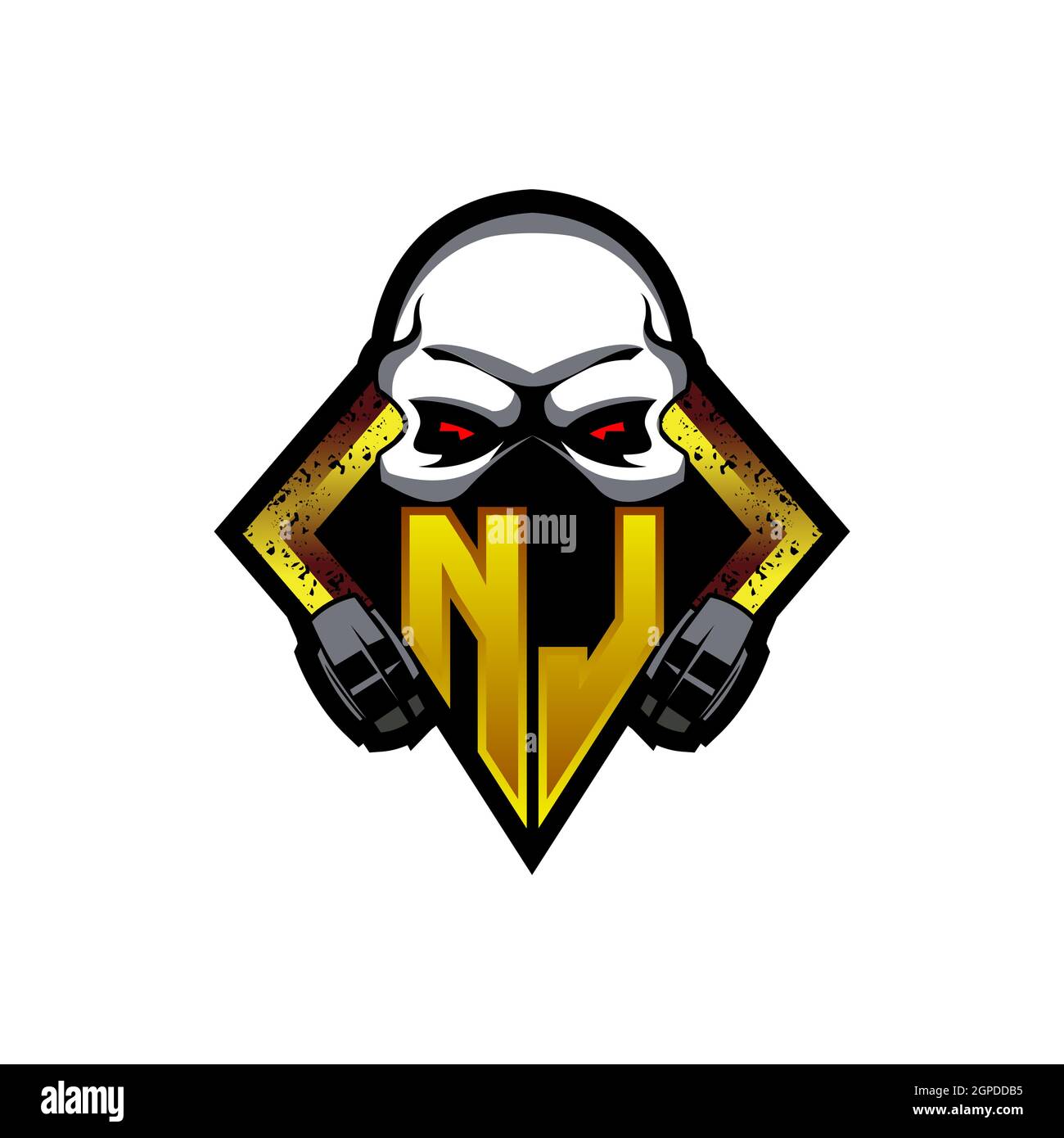 NL Logo monogram with Skull Shape designs template vector icon modern Stock Vector