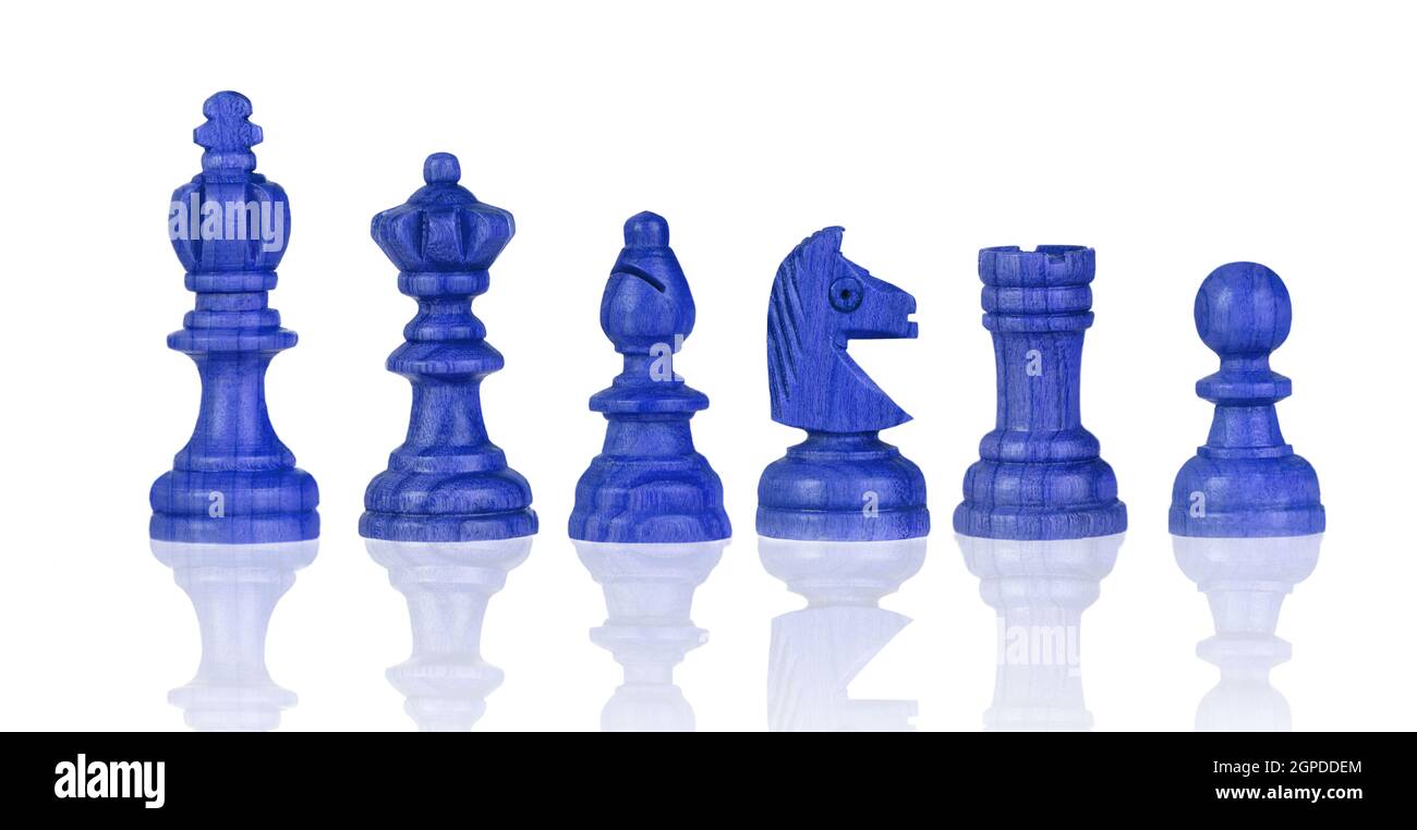 Blue chess figures isolated on a white background Stock Photo