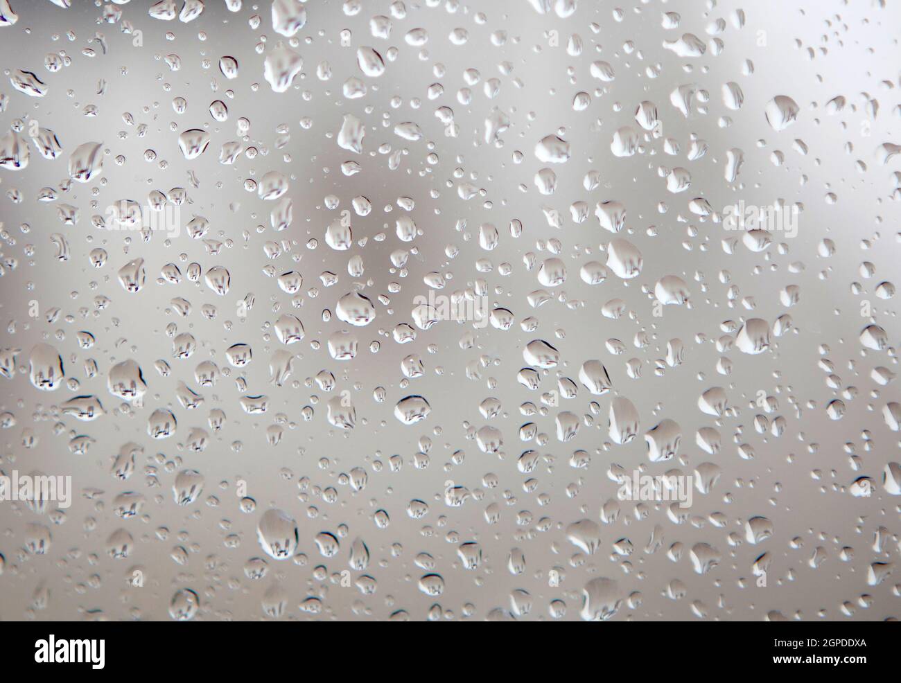 Glass with drops of rain water close up Stock Photo