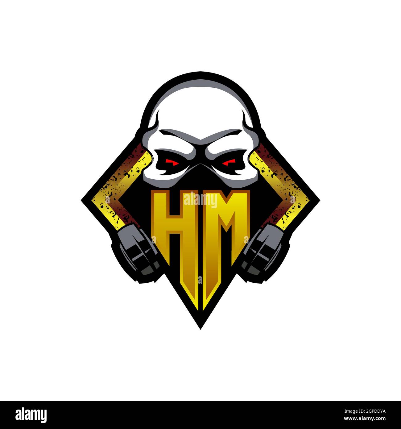 HM Logo monogram with Skull Shape designs template vector icon modern Stock Vector