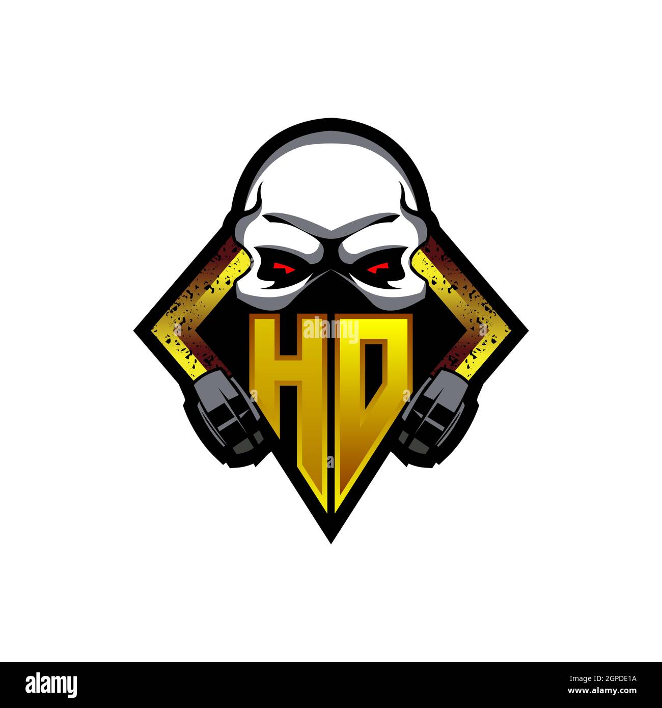 HD Logo monogram with Skull Shape designs template vector icon modern Stock Vector