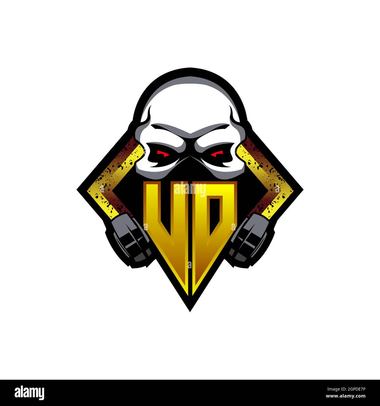 UD Logo monogram with Skull Shape designs template vector icon modern Stock Vector