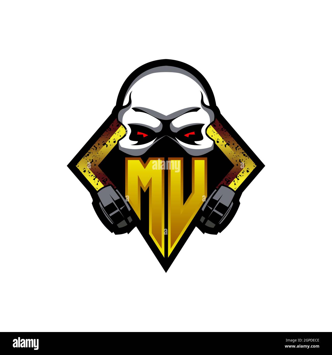 MU Logo monogram with Skull Shape designs template vector icon modern Stock Vector