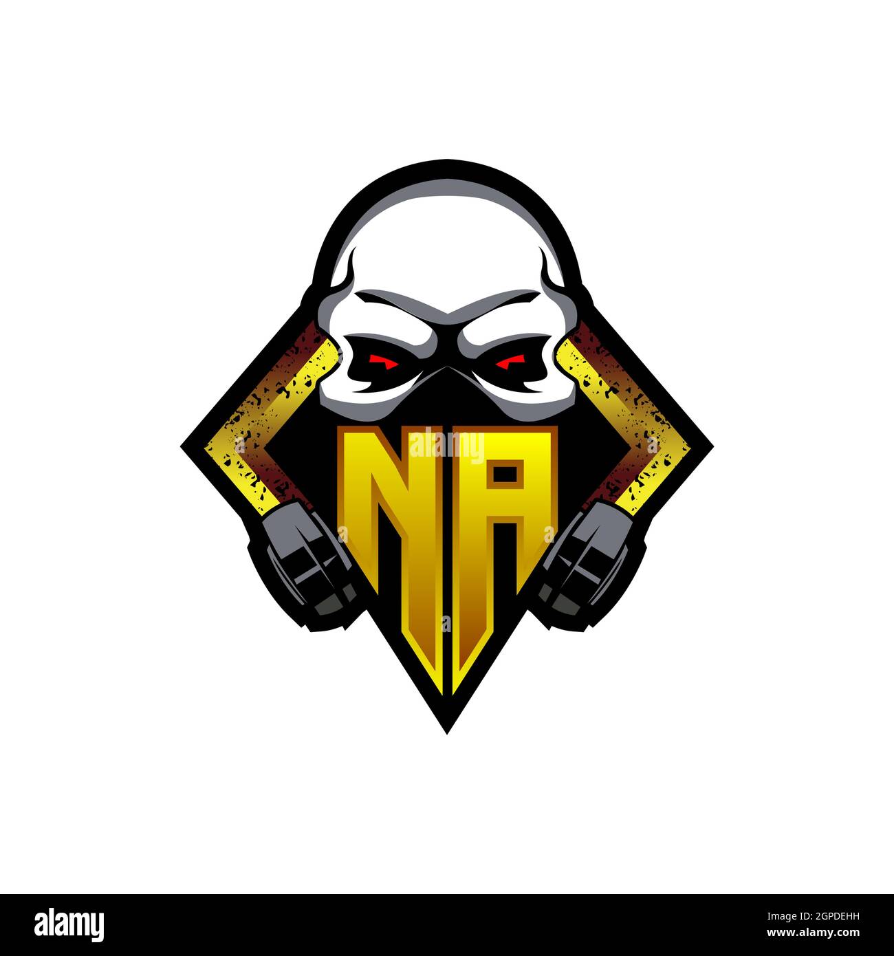 NA Logo monogram with Skull Shape designs template vector icon modern Stock Vector