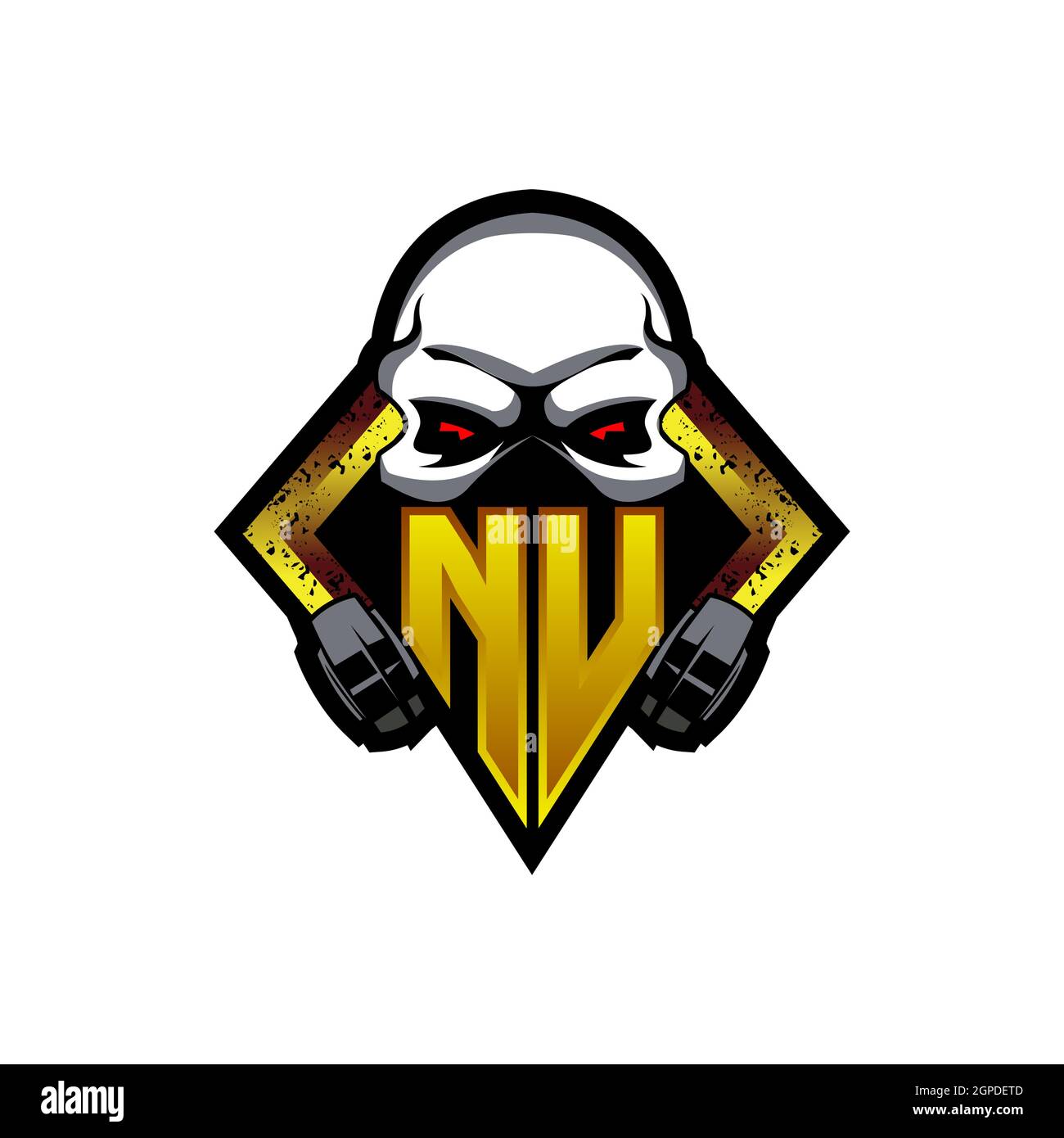 NU Logo monogram with Skull Shape designs template vector icon modern ...