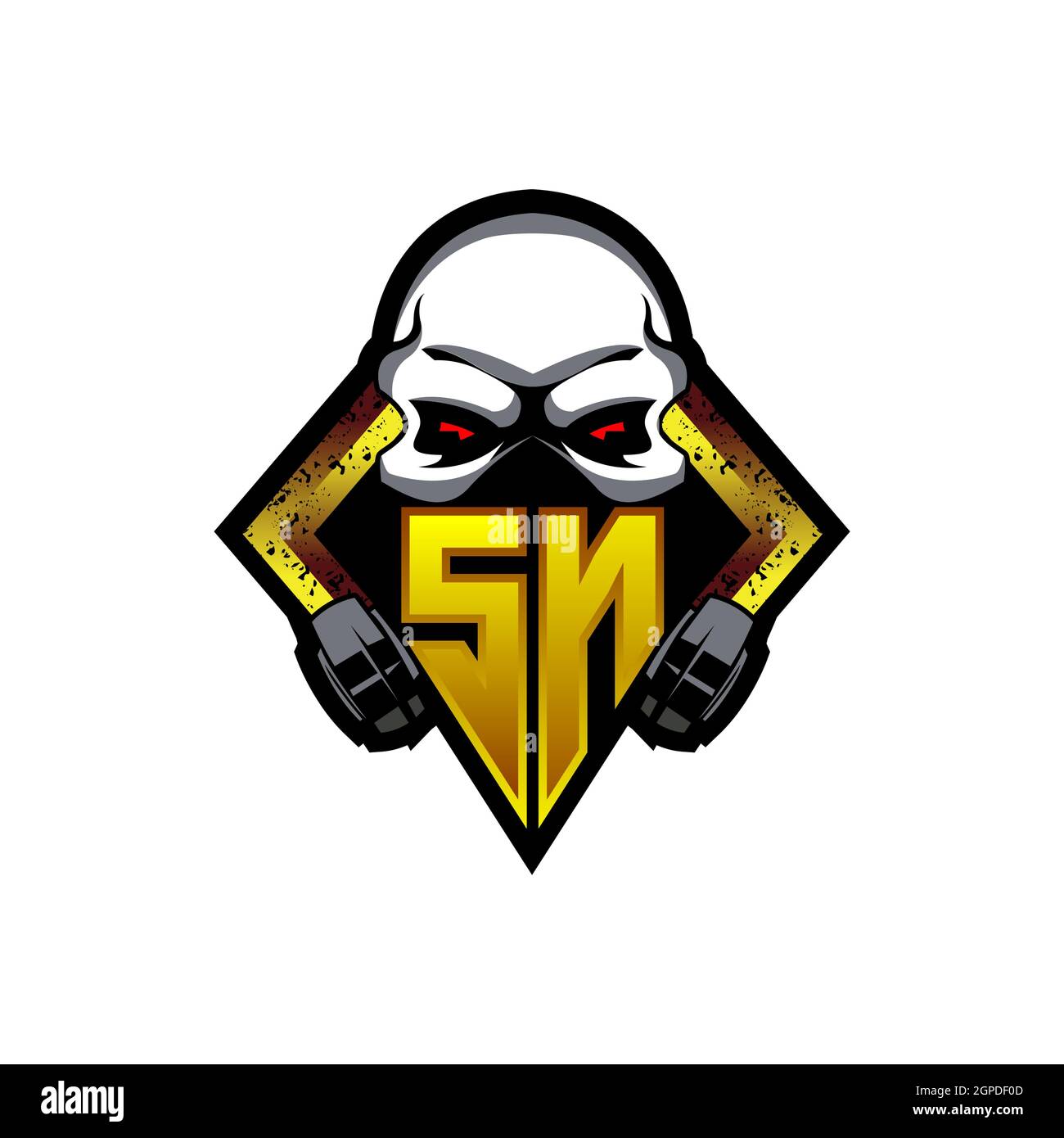 SN Logo monogram with Skull Shape designs template vector icon modern Stock Vector