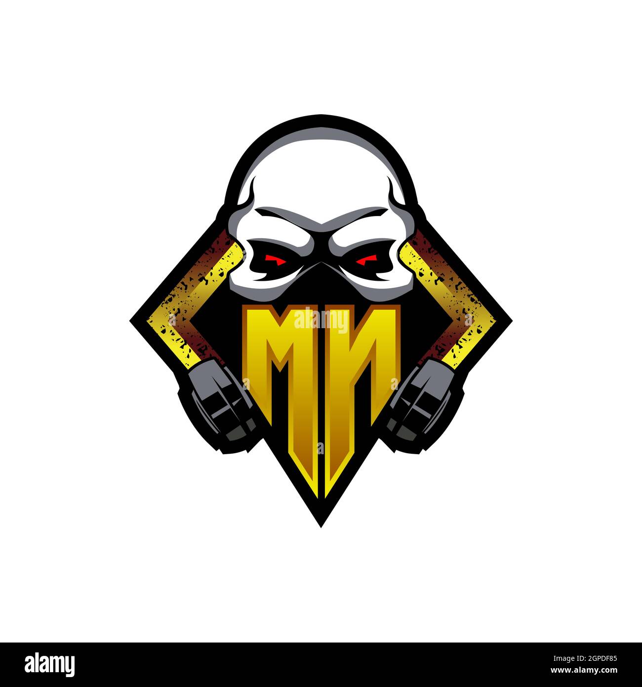 MN Logo monogram with Skull Shape designs template vector icon modern Stock Vector