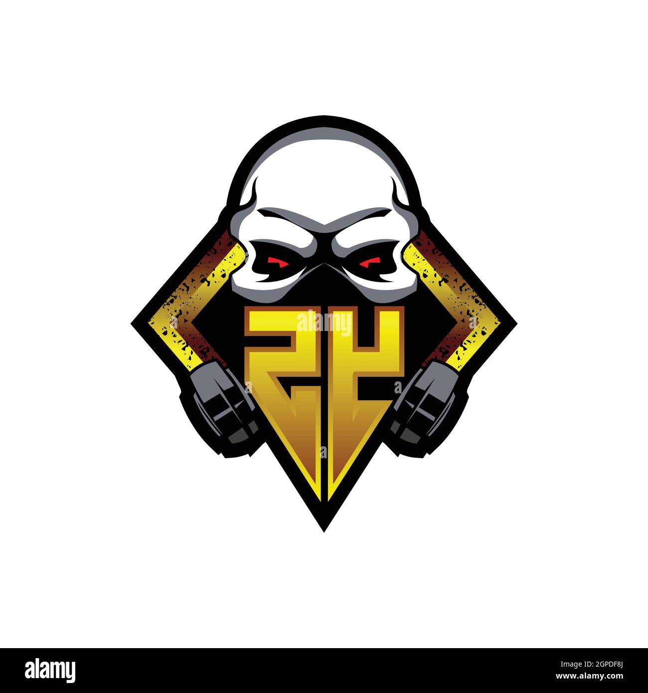 ZY Logo monogram with Skull Shape designs template vector icon modern Stock Vector