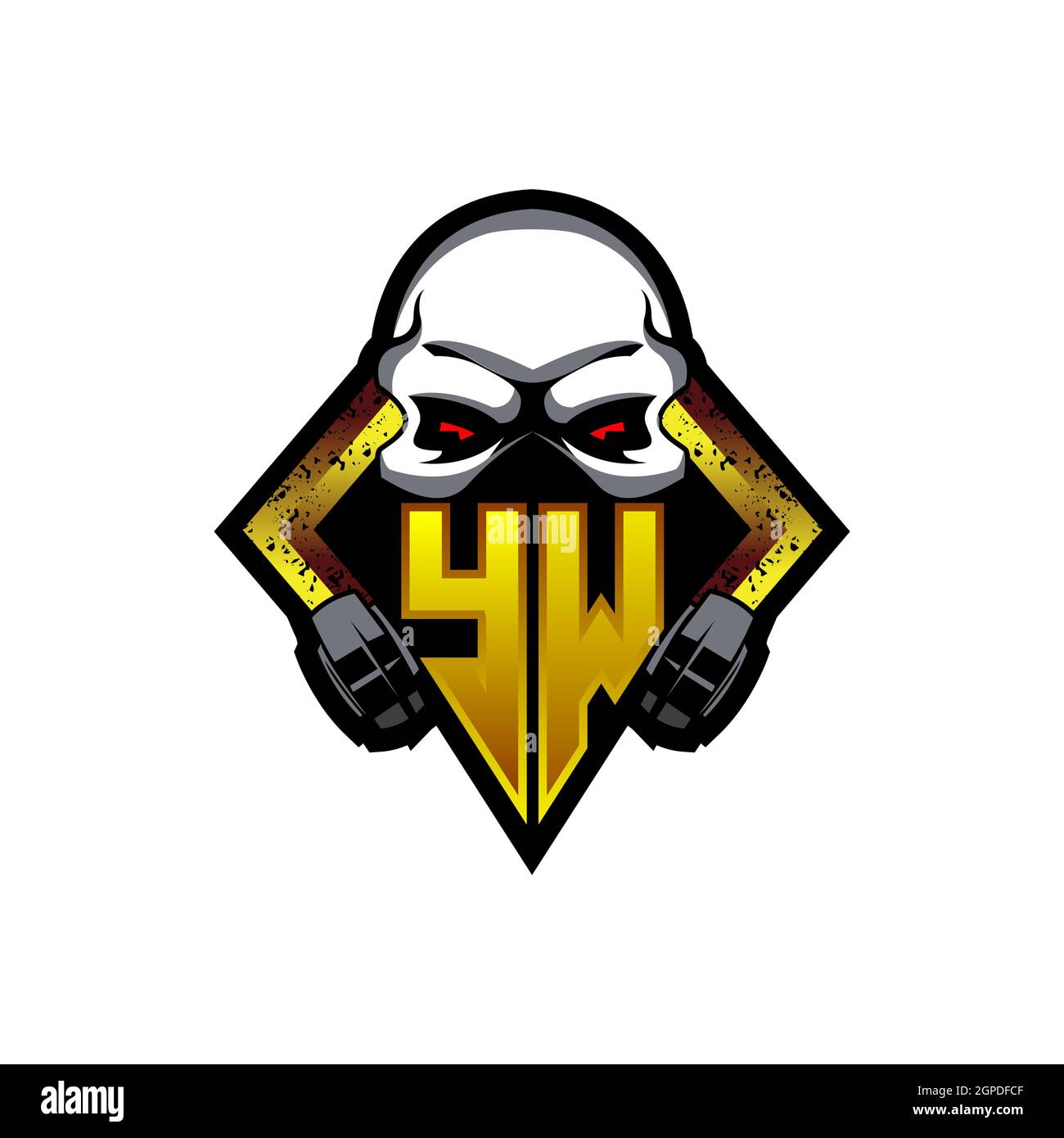 YW Logo monogram with Skull Shape designs template vector icon modern Stock Vector