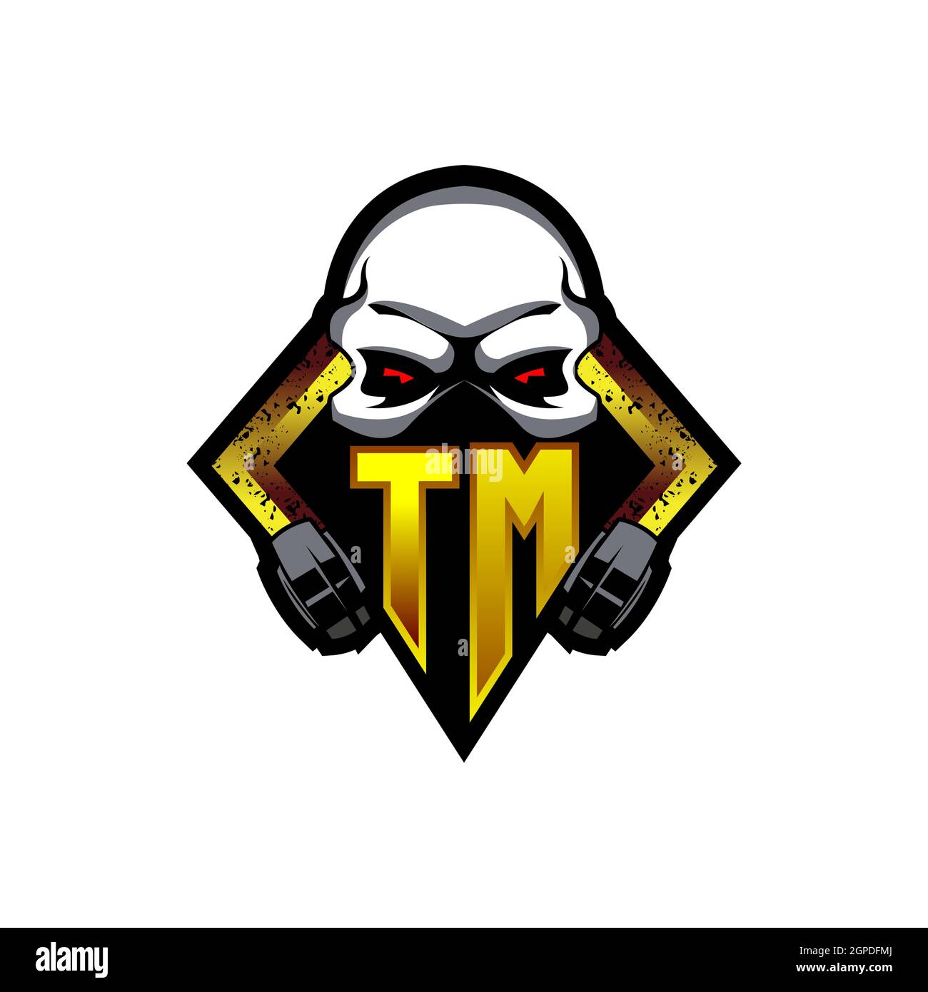 TM Logo monogram with Skull Shape designs template vector icon modern Stock Vector