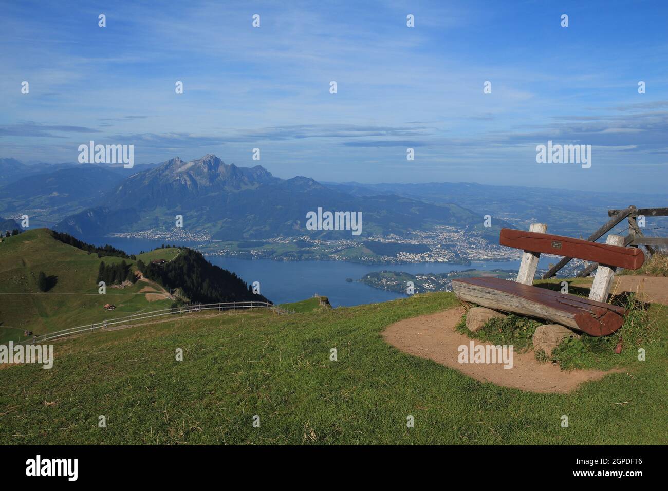 Bench on top of the Rigi Stock Photo - Alamy